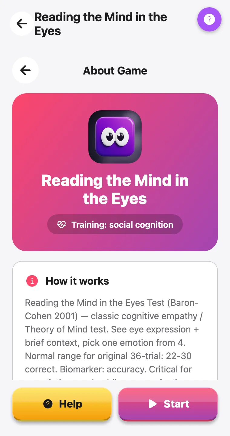 Reading the Mind in the Eyes — screenshot