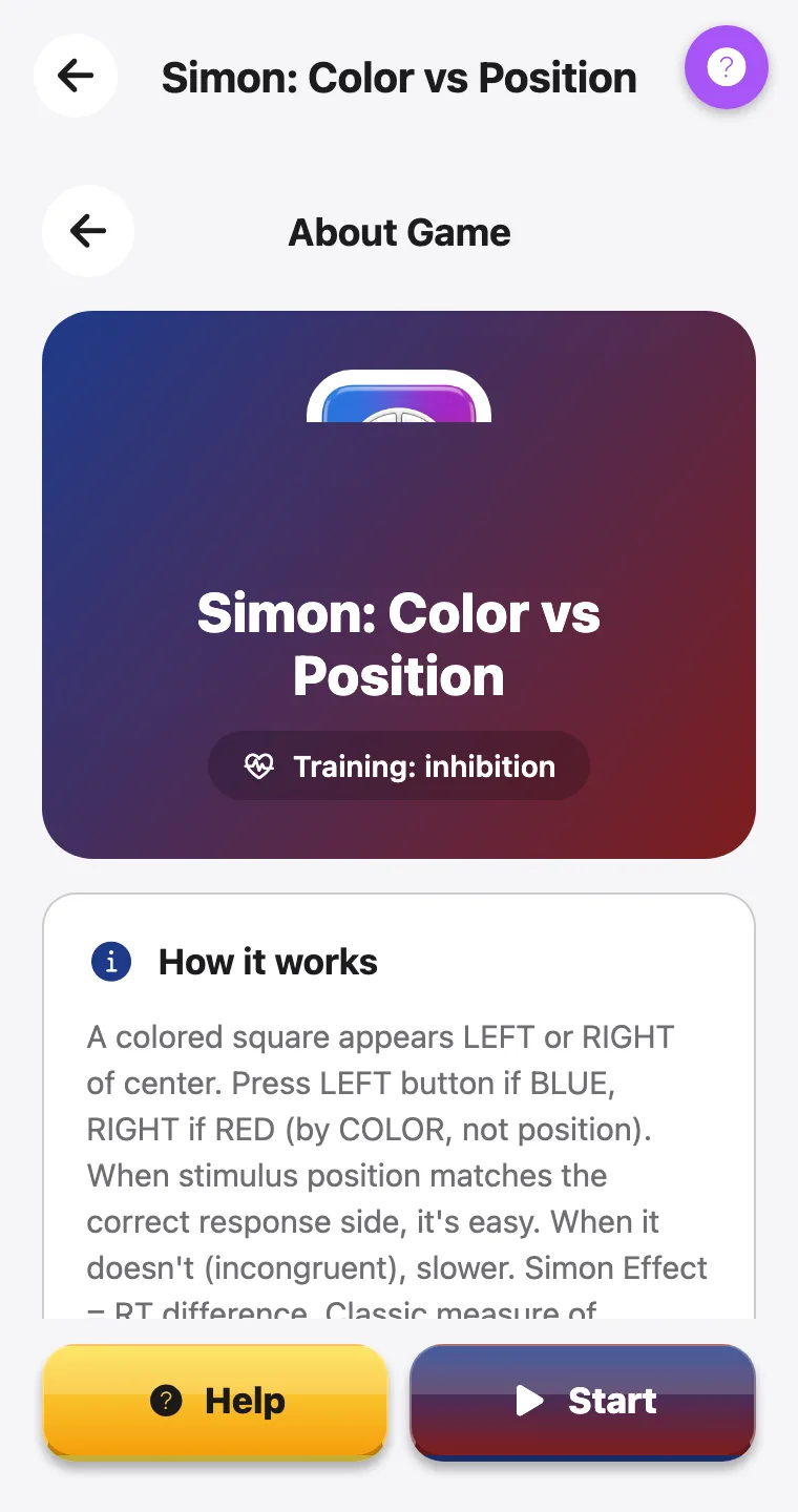 Simon: Color vs Position — screenshot