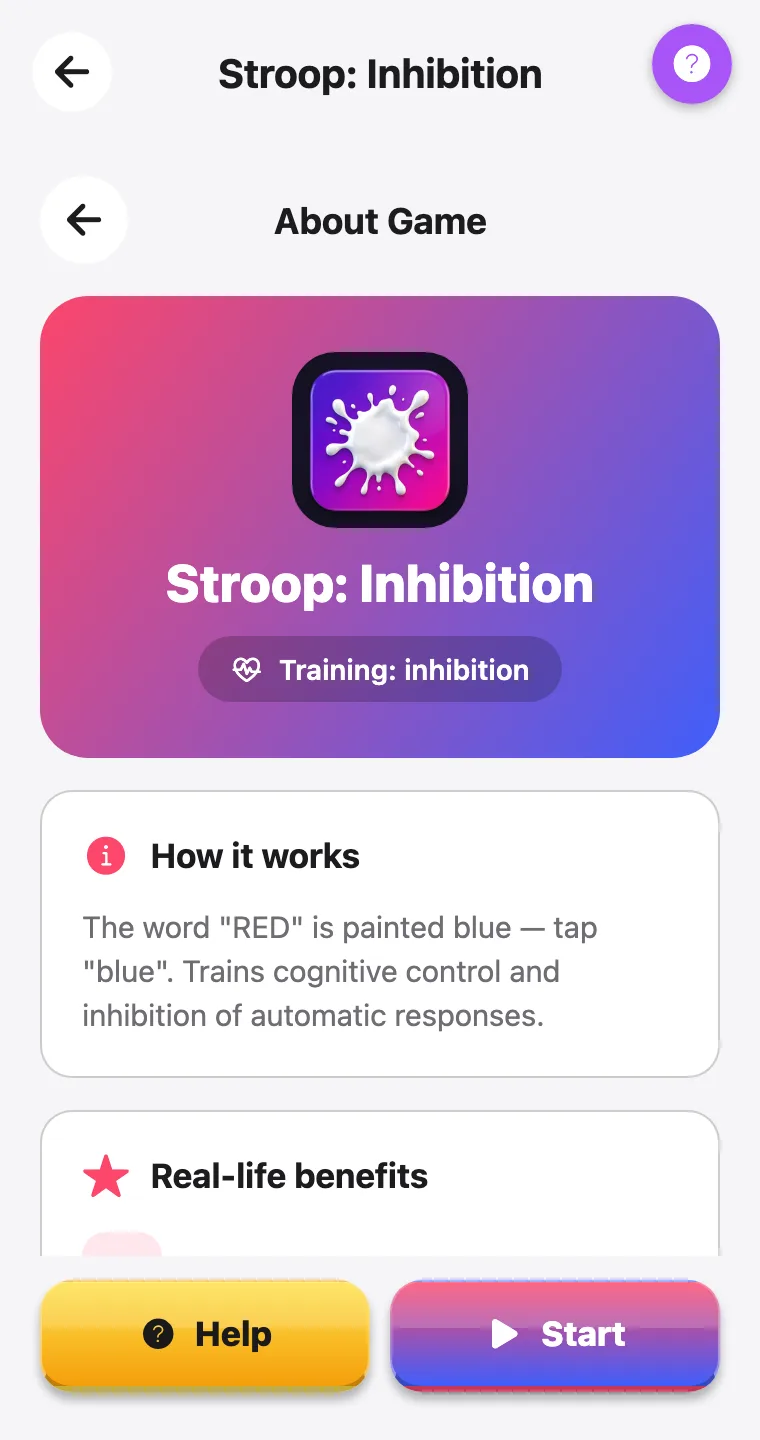 Stroop: Inhibition — screenshot